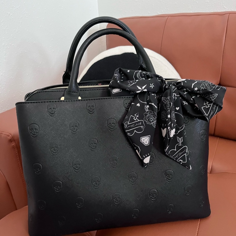 Betsey Johnson Tote Bag with Skull Pattern